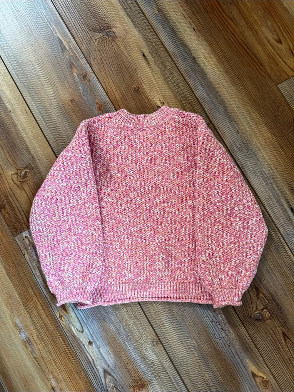 Zara Pink Multitone Bouclé Crewneck Sweater